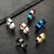 跨境不锈钢戒指饰品6mm内球外平个性亮面钛钢，情侣戒指女小众