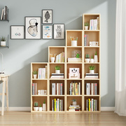 简易窄书柜落地边角儿童，书架组合置物架实木格子，架夹缝储物收