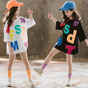 女童连衣裙夏装2023母女亲子装洋气女孩短袖T恤韩版儿童裙子