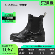 ECCO爱步女靴春秋季方跟套脚靴子舒适粗跟皮靴490083海外