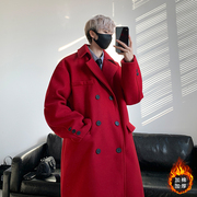 2024新本命年大红色毛呢大衣，男生中长款呢子风衣，外套mn9538p100