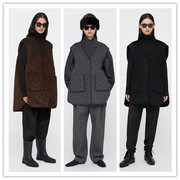瑞典折扣Toteme Quilted wool vest V领双层羊毛菱形格纹马甲外套