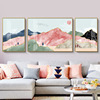 北欧抽象文艺装饰画粉色现代简约客厅三联画组合艺术轻奢卧室挂画