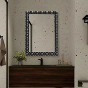 欧式浴室镜简约卫生间壁挂镜智能带灯防雾卫浴镜方形黑洗手台镜子