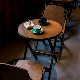 美式折叠圆桌子实木方桌客厅，阳台家用餐桌，咖啡桌椅小户型茶几边几