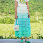 MICartsy王紫珊2020夏季蓝色蛋糕裙长款半身裙设计感女小众