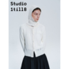 studio1till8|排扣毛线帽艺术，通勤风破洞设计圆领，针织开衫女秋冬