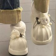 可爱雪地靴女外穿2023冬季厚底防滑踩屎感加绒，松糕防水雨棉鞋