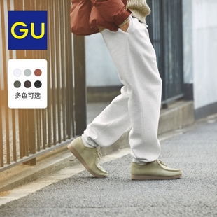 GU极优男女装宽松运动松紧长裤重磅加绒卫裤B347445
