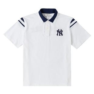 MLB短袖男女同款24夏季NY刺绣标情侣POLO杉运动T恤3APQV0143