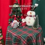 定制圣诞复古格子布桌布，拍照背景布ins网红装饰儿