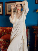 法式女士毛毛伴娘晨袍新娘，高级感睡衣女吊带，睡裙睡袍两件套羽毛白