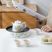 禅意陶瓷一壶三杯茶具套装盖碗，茶壶茶杯整套家用简约现代泡茶茶杯
