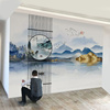 现代新中式壁画山水意境墙纸背景墙布江南客厅卧室书房3d立体壁纸
