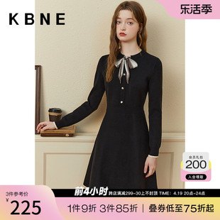 黑色连衣裙女针织毛衣裙(毛，衣裙)kbne2023冬装小个子今年流行裙子