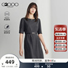 肌理感G2000女装2024春夏商场同款腰带舒适弹性五分袖连衣裙.