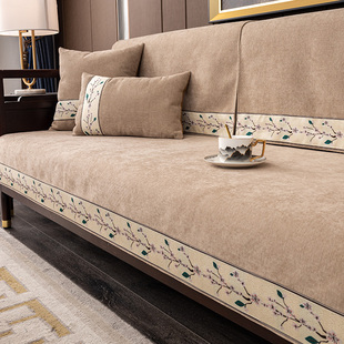 中国风红木沙发垫简约现代雪尼尔面料客厅，123组合沙发套罩盖布巾
