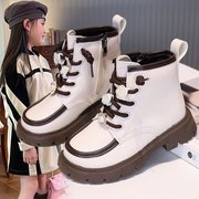 女童鞋子儿童马丁小短靴子，2023秋冬冬季宝宝，女孩皮靴洋气加绒
