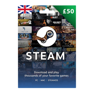 正版英国steam钱包充值卡50英镑，steamwalletgiftcardgbp50uk