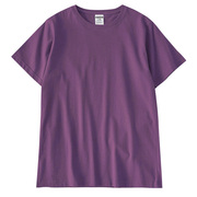 紫色中长款t恤女短袖，宽松大码纯棉小圆领体恤，bf风夏装半袖上衣潮