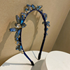 法式轻奢重工蓝色水晶发箍时尚高级感花朵头箍小众设计感百搭发饰