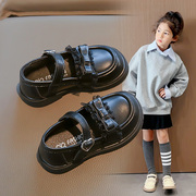 女童小皮鞋2024春秋英伦风，黑色儿童休闲鞋洋气小女孩舒适潮鞋
