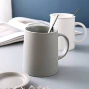 日本进口MUJIE磨砂陶瓷杯子带盖勺马克杯咖啡杯家用早餐燕麦水杯