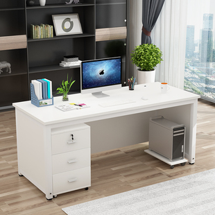 简易职员办公桌简约现代单人桌电脑桌带抽屉简易员工钢木写字书桌