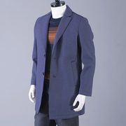 h系列男士商务休闲西装，领中长款羊毛呢子纯色，大衣单排扣风衣外套