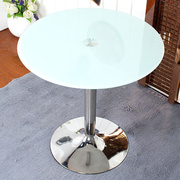 洽谈桌钢化玻璃圆桌茶几现代简约餐桌椅玻璃桌圆钢化小圆桌