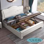 白色实木床1.8米双人床，现代简约经济高箱储物主卧公主床1.5米婚床