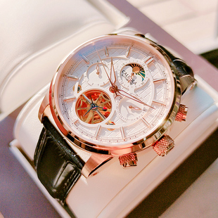 卡罗莱2023年镂空男士手表，机械表手表男时尚防水品牌男表
