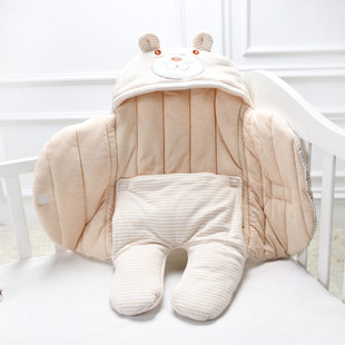 初生婴儿抱被睡袋两用包被新生儿宝宝纯棉，秋冬季外出加厚分腿襁褓