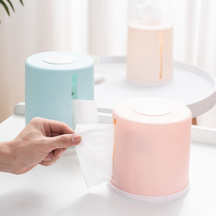 创意纸巾盒北欧茶几抽纸盒塑料餐厅圆形卷纸筒桌面客厅家用卷纸盒