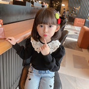 韩版女童长袖T恤简约公主春秋蕾丝打底衫6宝宝2百搭4儿童3上衣5岁