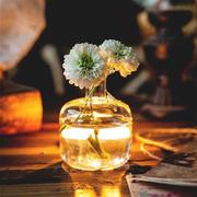 创意桌面摆件日式锤纹手工玻璃花瓶小石榴手作花器水培迷你房子瓶