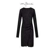 Cortana羊毛针织长裙圆领长袖连衣裙褶皱垂坠感MARYAM系列