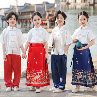 六一儿童演出服中国风合唱服马面裙国学小学生男女童汉服朗诵唐装