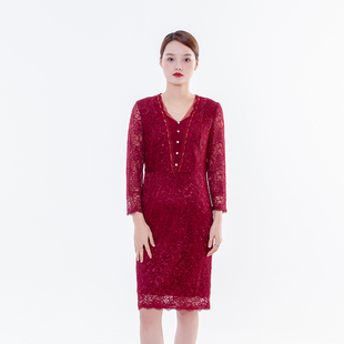 HONRN/红人冬季女装S型及膝连衣裙商场同款HF55OL352