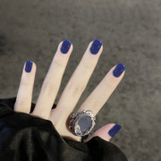 mini藏蓝色小短款方圆形(方圆形，)甲片成品日常显白穿戴美甲贴假指甲片