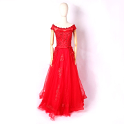 女士婚纱敬酒服长款红色显瘦连衣裙修身晚礼服新娘服四季通用甜美