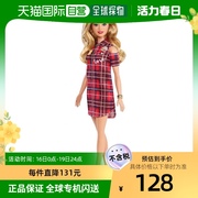 日本直邮mattel美泰玩具芭比娃娃红色格子裙GBK09做工精致
