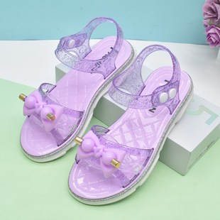 儿童塑料凉鞋夏季女童塑胶透明果冻，鞋小童中大童女孩鱼嘴水晶鞋软