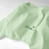 夏季短袖t恤女2023年果，绿色宽松纯棉体恤学生，小众设计感上衣