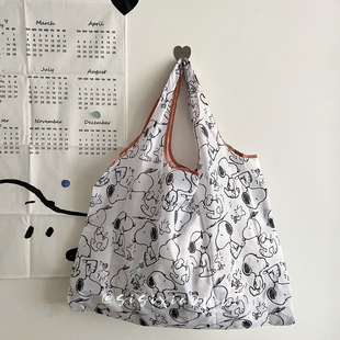 可爱卡通少女手绘风购物袋环保袋，ins风折叠便携超市防水牛津布袋