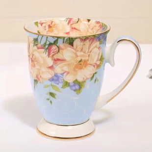 唐山骨质瓷水杯大容量创意牛奶杯陶瓷杯子复古简约下午茶田园咖啡