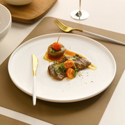 日式西餐餐具盘子牛排餐盘，家用创意平盘，白色高级感骨瓷西餐盘大号