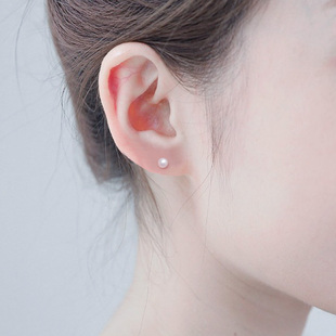 天然珍珠耳钉925纯银迷你气质防过敏小巧耳环简约小耳朵耳骨钉女