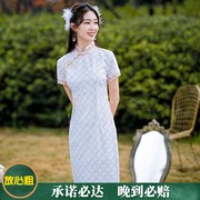 逸红颜2023秋季绣花雪纺旗袍出租 改良年轻款连衣裙淑女租赁