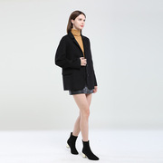 西装女小个子黑色大衣羊毛外套双面2022韩版秋冬短款毛呢羊毛